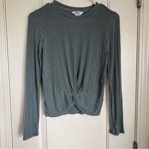 Athleta Girl Give It A Twist Long Sleeve Ribbed Shirt Sage- Size 12/L
